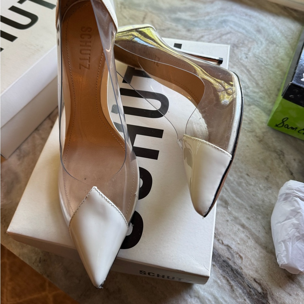 SCHUTZ White and Clear Women's Heels